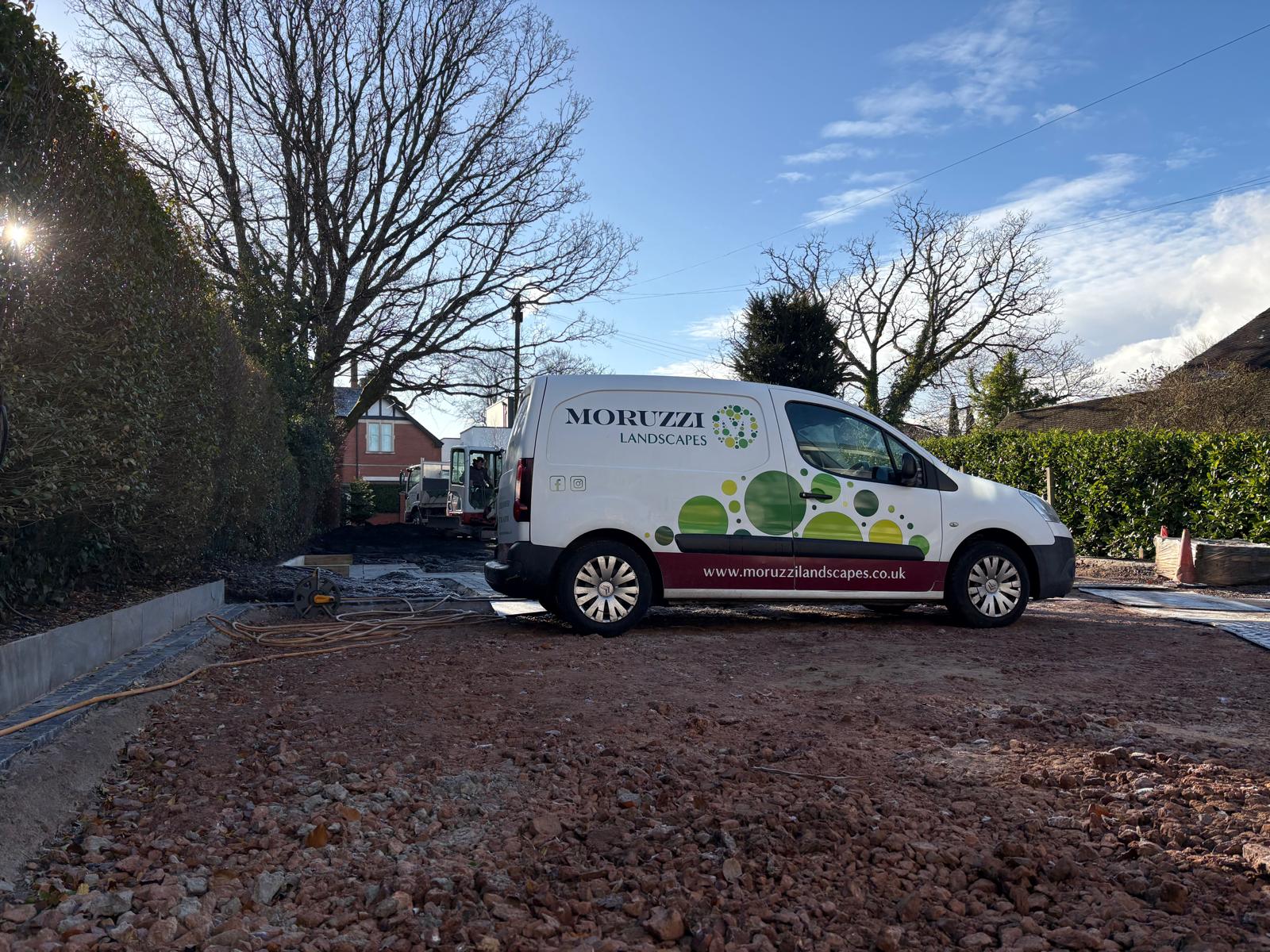 Moruzzi Landscapes van on a driveway sub-base in progress